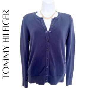 TOMMY HILFIGER Blue Embroidered Lace Cardigan, XS